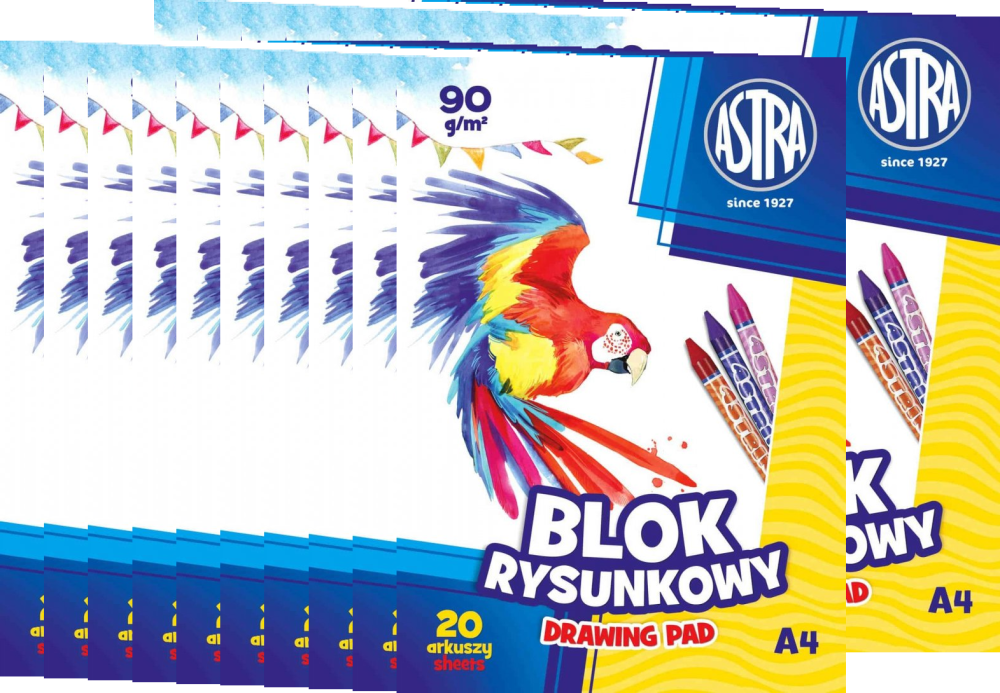 20x Blok rysunkowy Astra Astrapap, A4, 100g, 20 arkuszy, biały