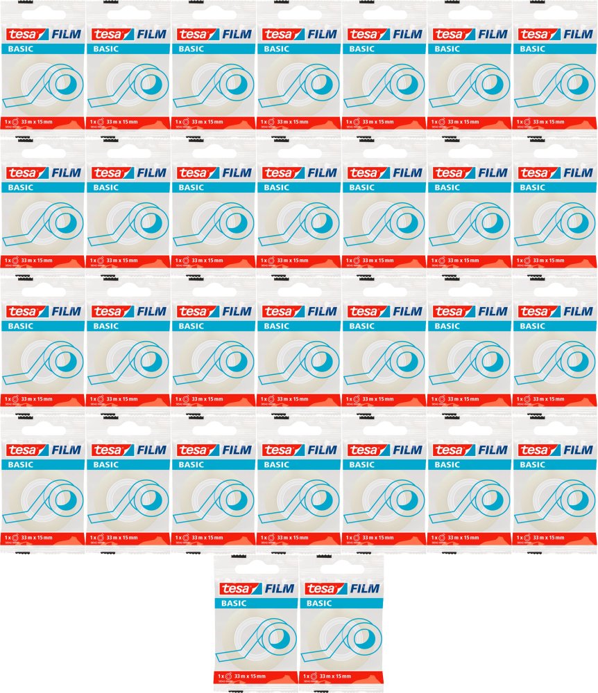 30x Taśma klejąca Tesa Basic, 15mmx33m, przezroczysty