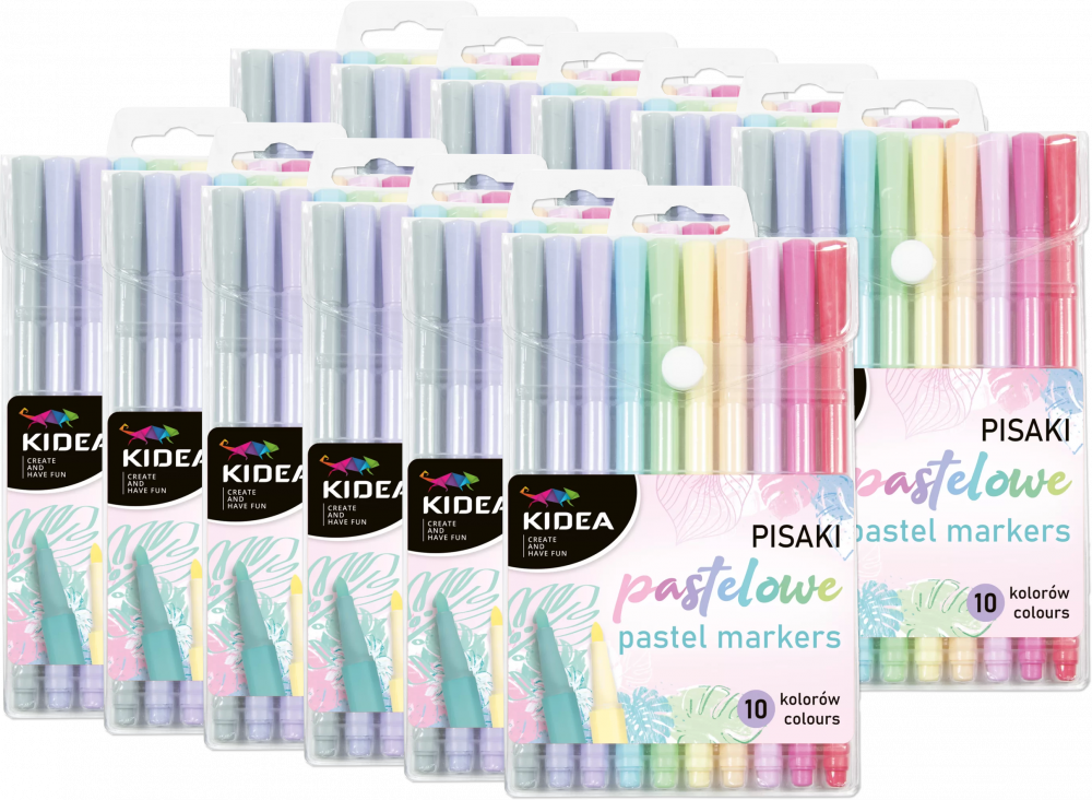 12x Pisaki Kidea, 10 sztuk, mix kolorów pastelowych