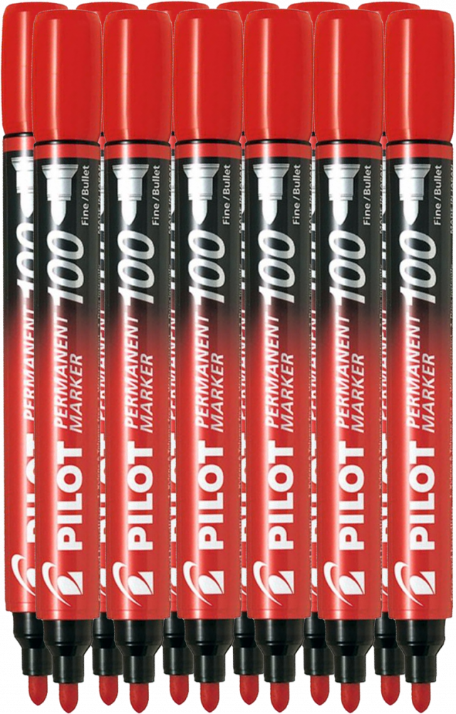 12x Marker permanentny Pilot, SCA 100, okrągła, 4.5mm, czerwony