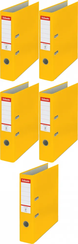 5x Segregator A4 Esselte, 75mm, do 500 kartek, ekonomiczny, żółty