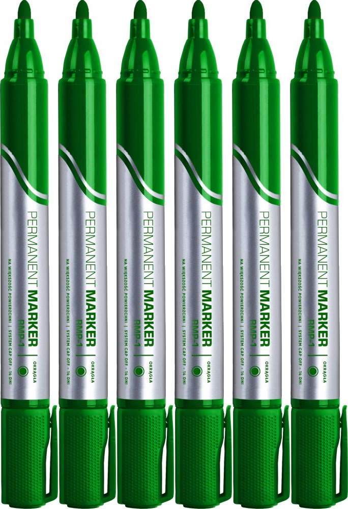 6x Marker permanentny Rystor, RMP-1, okrągła, 4mm, zielony