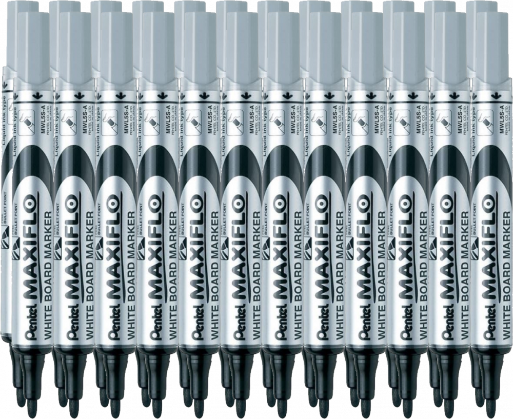 24x Marker suchościeralny Pentel Maxiflo MWL5S, okrągła, 4mm, czarny