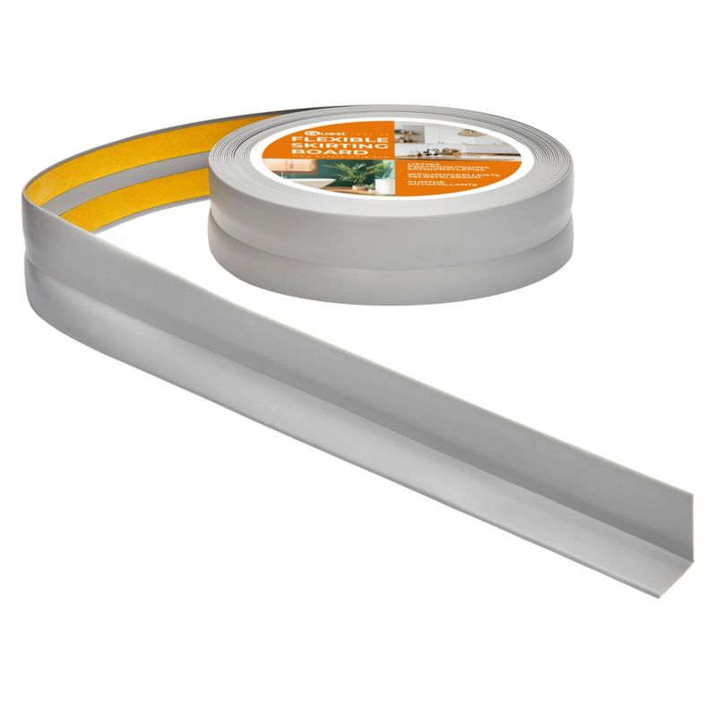 Listwa wykończeniowa PCV 30x30mm, QUEST, samoprzylepna, elastyczna, miękka taśma dekoracyjna, szary, 25m