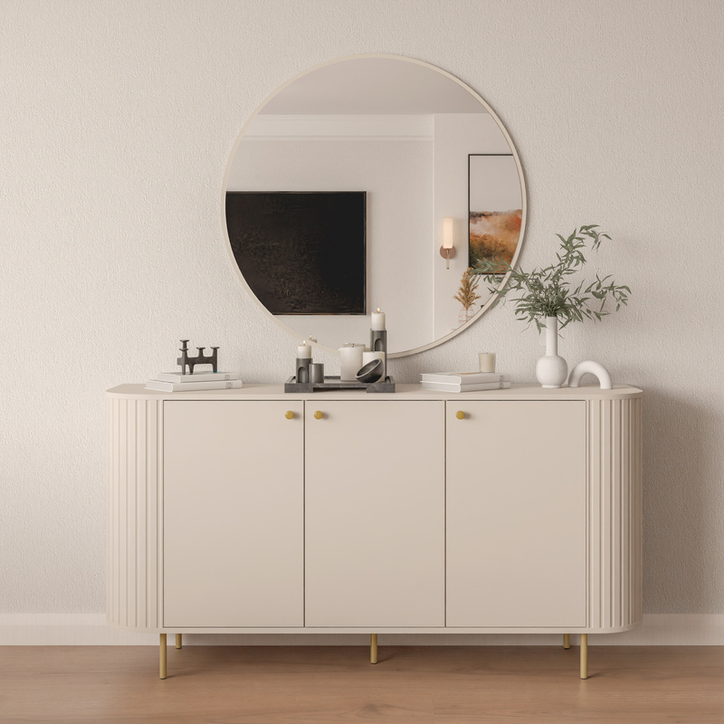 Trzydrzwiowa komoda na nóżkach do salonu 165 cm OVENTO