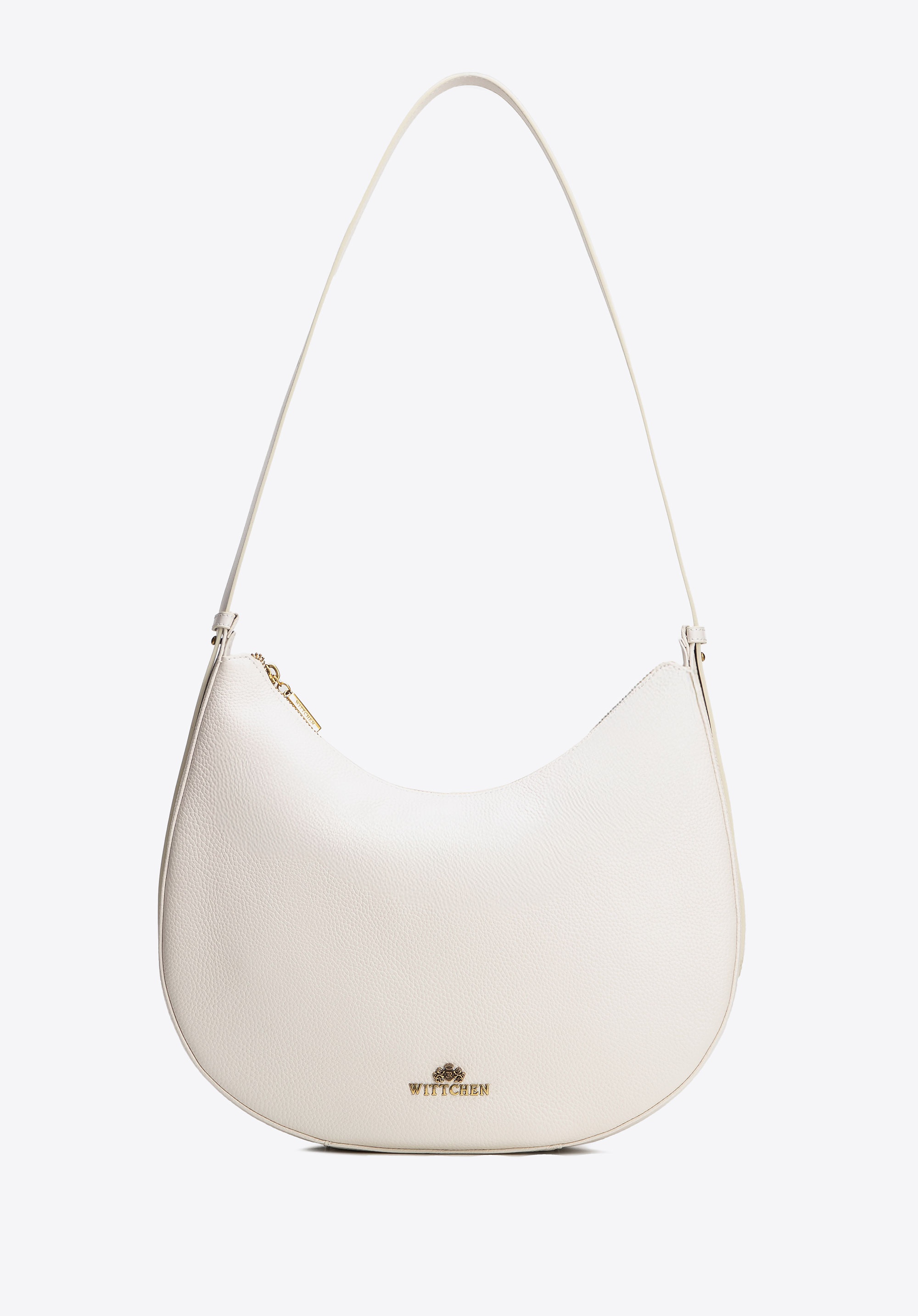 Skórzana torebka na ramię duża kremowa