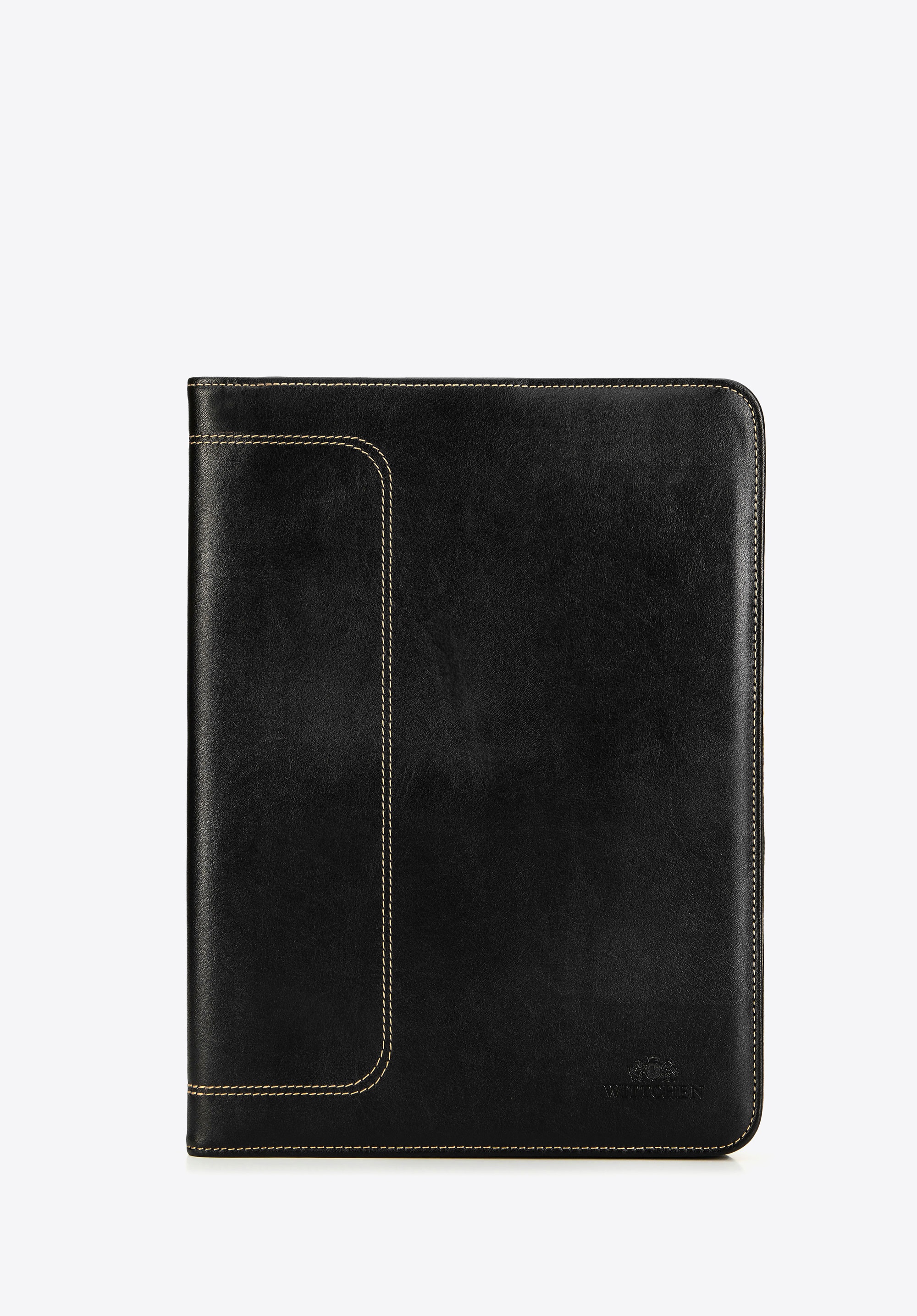 Aktówka na dokumenty męska z przeszyciami czarna