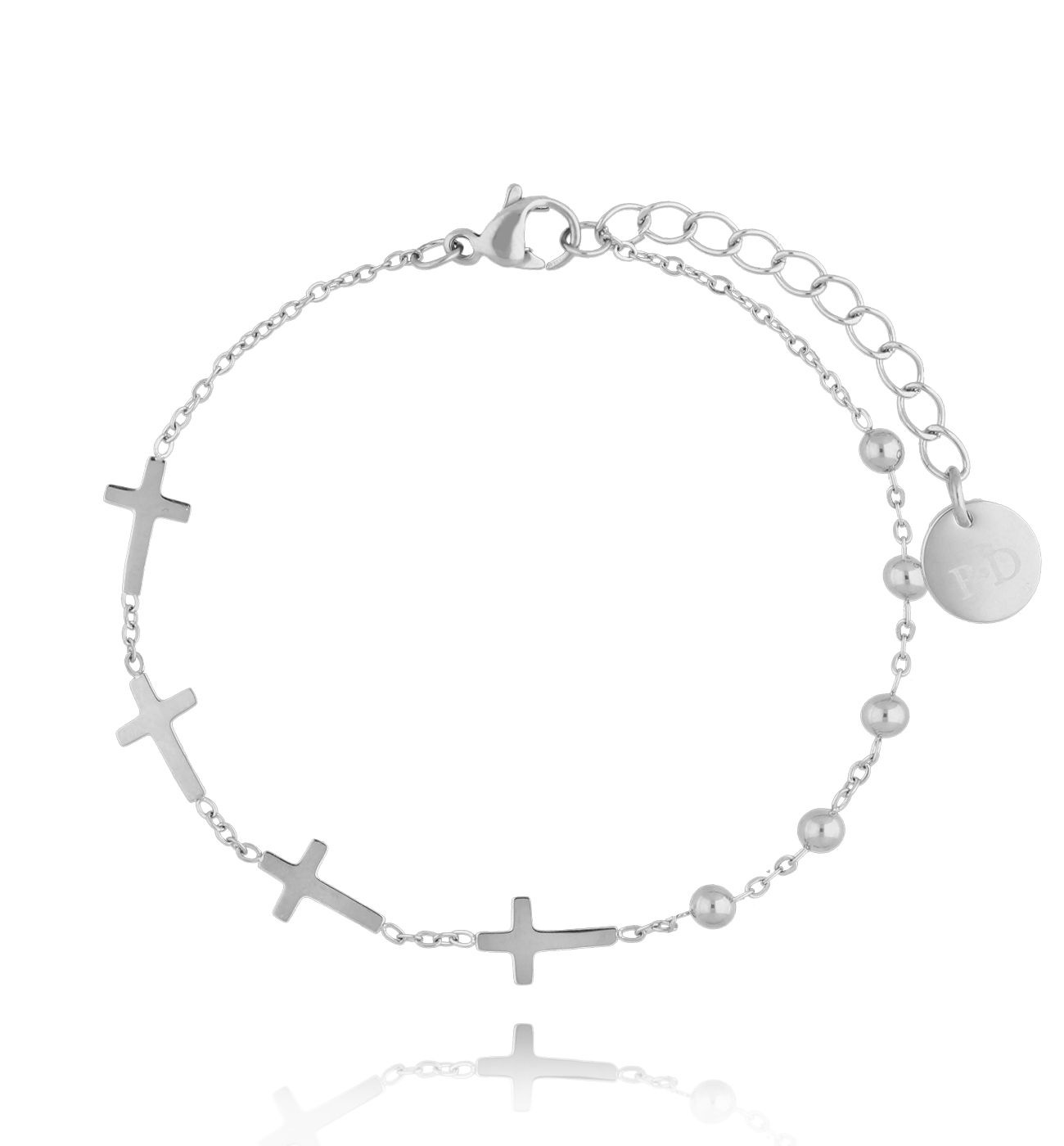 Bransoletka srebrna z krzyżykami i kuleczkami Mipira BSA0520