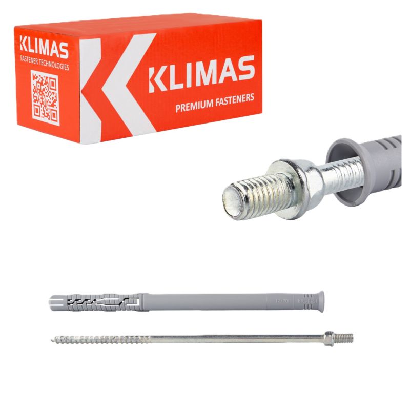 Kołki dwugwintowe Klimas KPD Stalowe Ocynkowane 12x200 mm 25szt