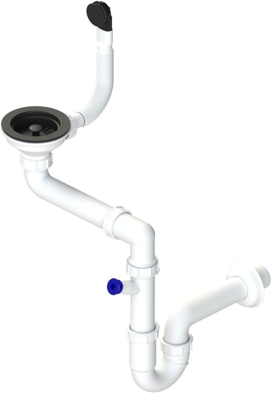 Syfon do zlewozmywaka 1-komorowego Laveo 3,5" korek manualny czarny