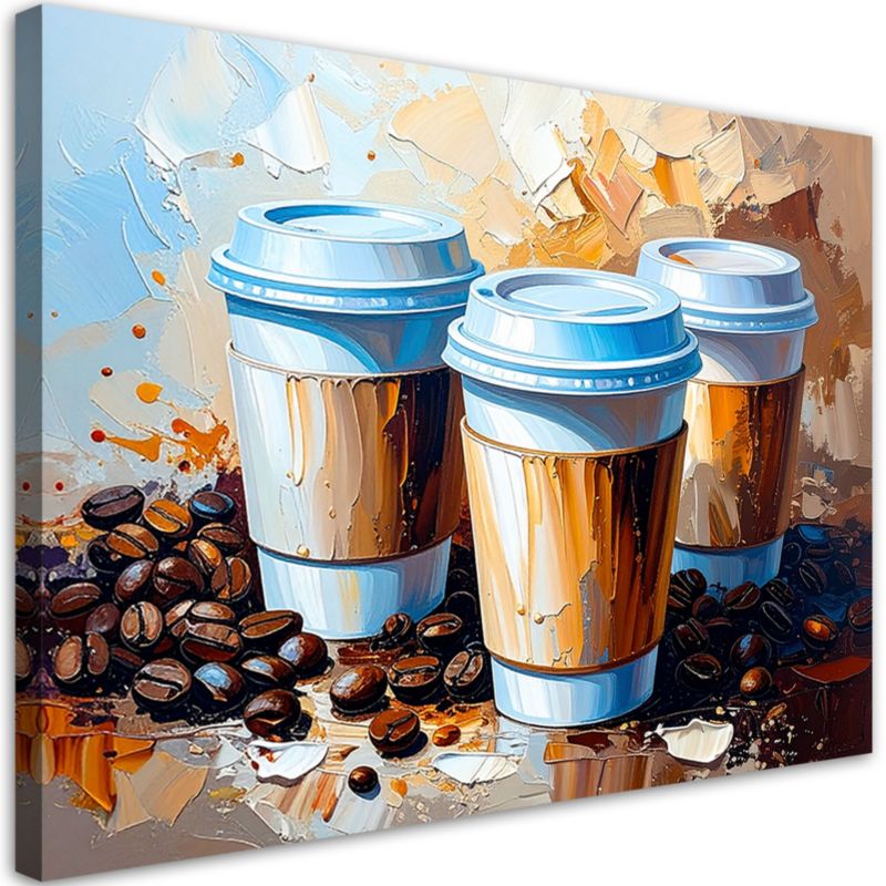 Obraz do kuchni baru restauracji Feeby Kubki z kawą 90x60cm 1szt