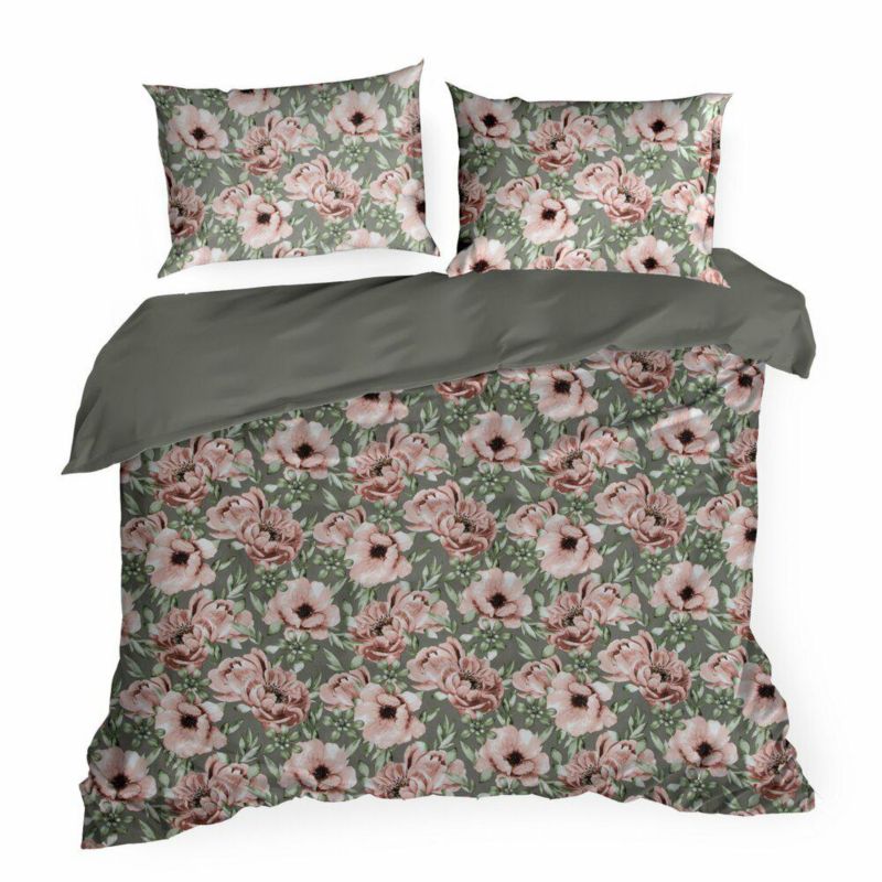 Pościel Spring/53 Eurofirany 160 x 200 cm stalowo różowa bawełna satynowa 1 kpl.