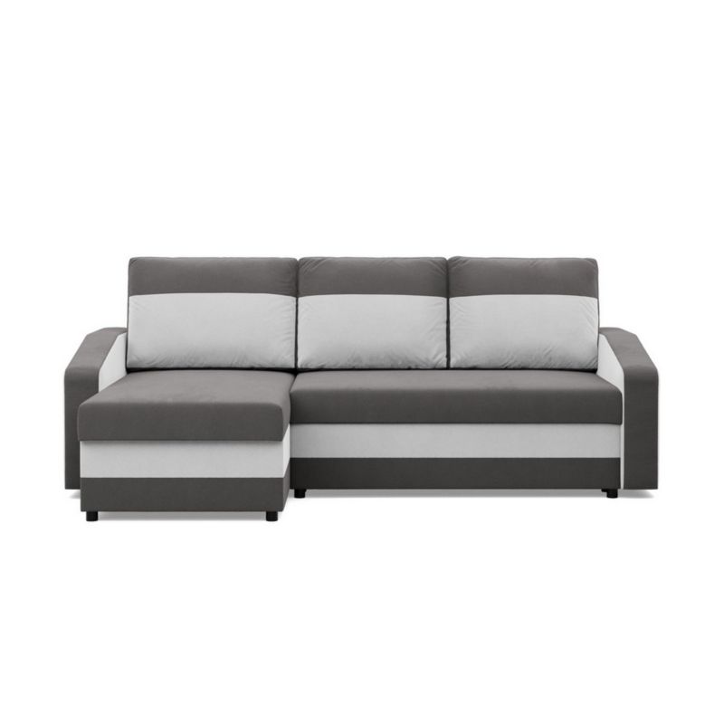 Narożnik TYLETEGOTU funkcja spania AURELO mikrofaza szary biały 1 szt