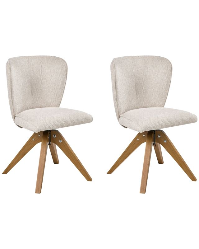 Zestaw 2 krzeseł do jadalni Obrotowy Coso Jasnobeżowy 1 par.