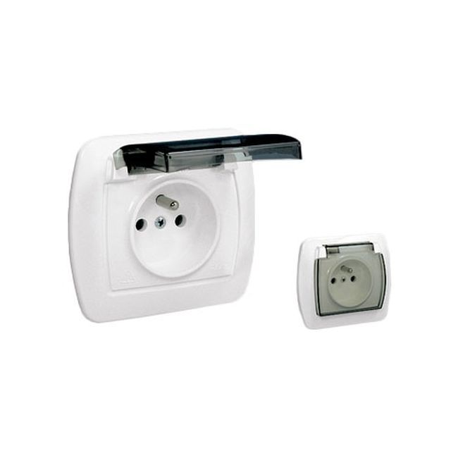 Gniazdo pojedyncze Kontakt-Simon Akord IP44 bez uziemienia białe