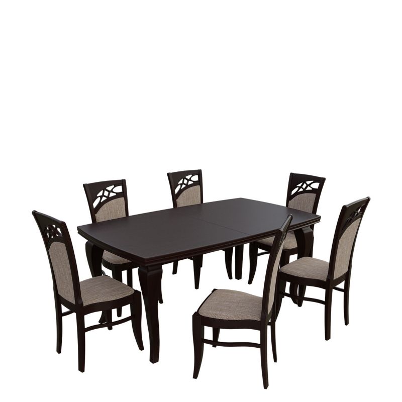 Zestaw RO27 MIRJAN 24 Stół rozkładany S23 100x170/250 + 6 krzeseł K51 orzech + jasny brąz 1 kpl.