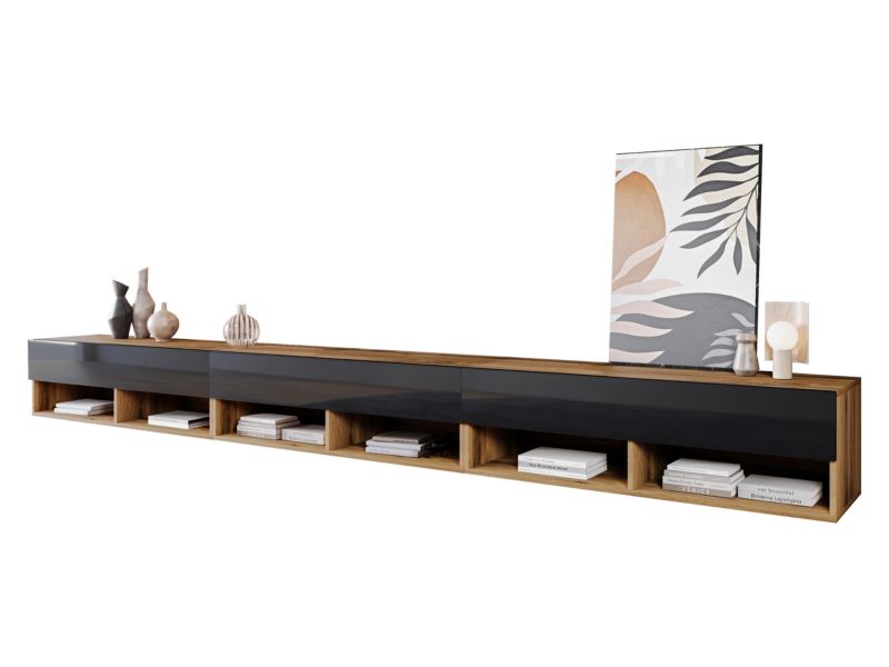 Szafka RTV MIRJAN 24 A300 wotan + czarny połysk 1 szt.