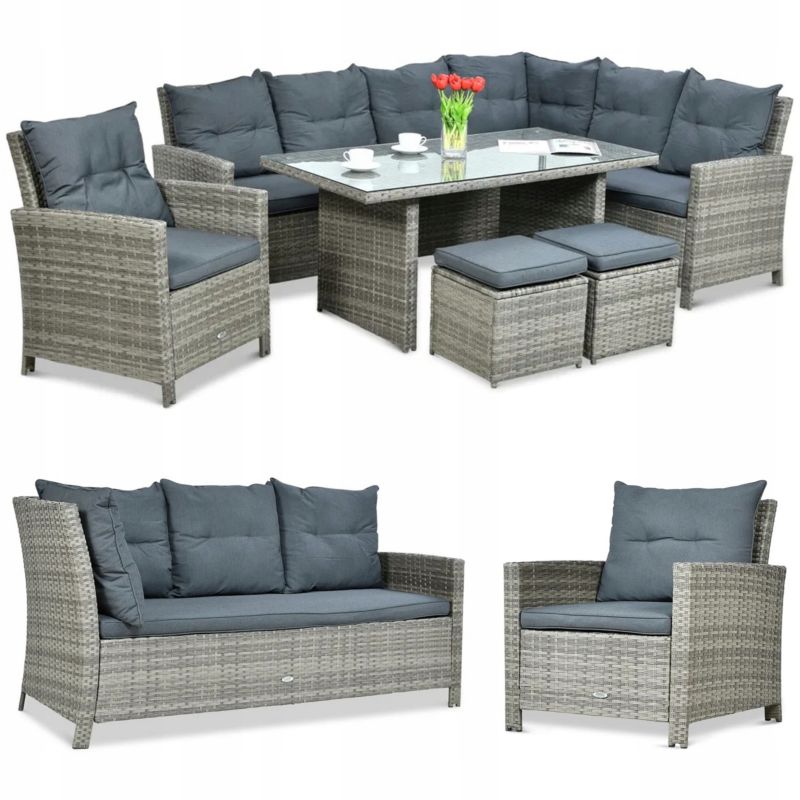 Zestaw Mebli Ogrodowych Technorattan IBIZA duży Narożnik Fotel na Taras 1 szt