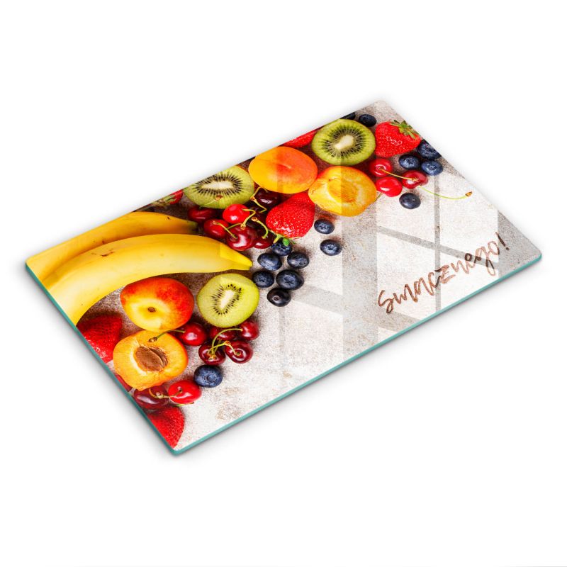 Szklana deska do krojenia Wallfluent 30x52 cm Owoce, Napis: Smacznego 1 szt.