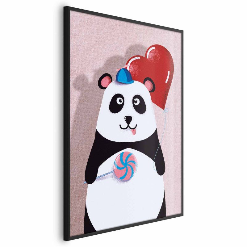 Plakat Artgeist Panda z balonikiem 40x60 cm z ramą czarną 1 szt