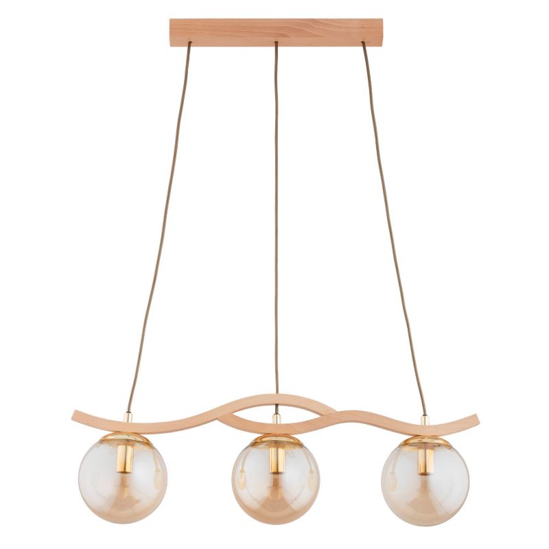 Lampa wisząca Alfa Fores jasne drewno-bursztynowy-złota wym: 85 x 15 x 68 cm 3xE14 x 10W 1 szt.