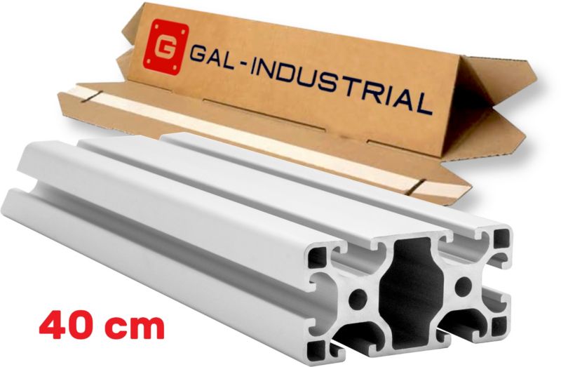 PROFIL KONSTRUKCYJNY ALUMINIOWY GAL-INDUSTRIAL 40x80 otwór 8mm DŁ. 40cm + Cięcie na wymiar 1 szt.