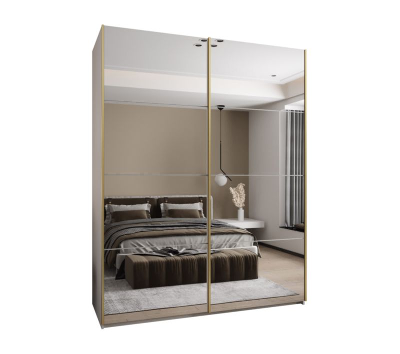 Szafa przesuwna Abiks LUX 2 wysoka szer.200cm biały/biały/złoty 1szt.