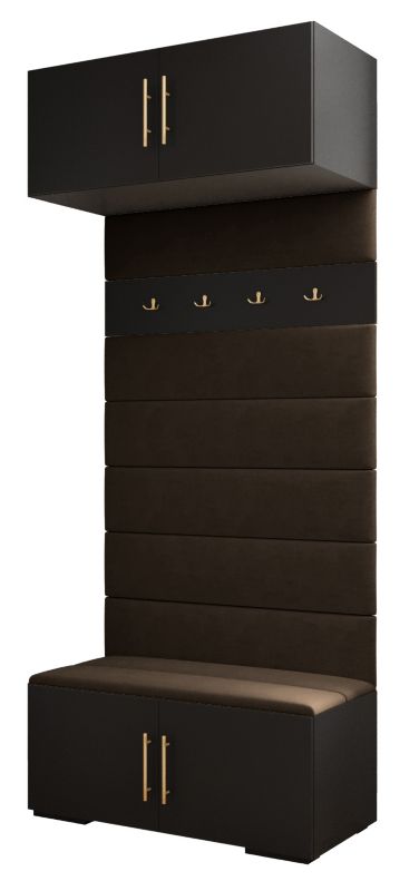 Garderoba wysoka do przedpokoju Abiks INOVA 3 czarny+złoty+man04 1 szt.