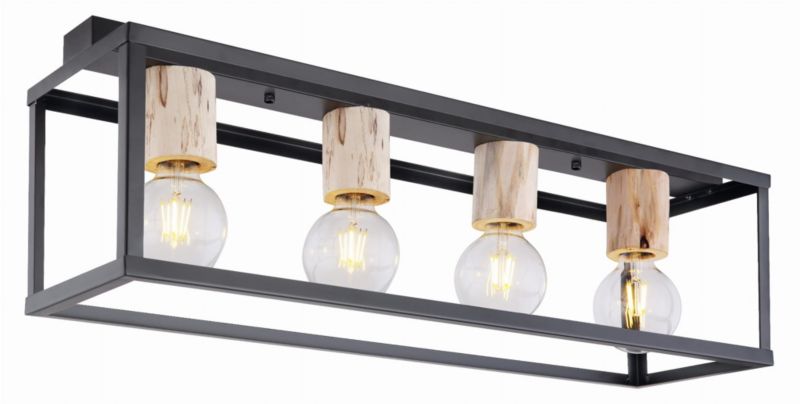 Lampa sufitowa wisząca Candellux Retro 0798 czarna-jasne drewno retro 4xE27 x 40W 1 szt.