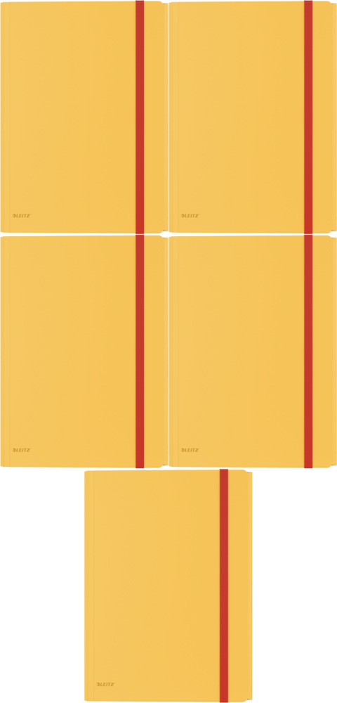 5x Teczka plastikowa z gumką i kieszonką Leitz Cosy, A4, 8mm, żółty