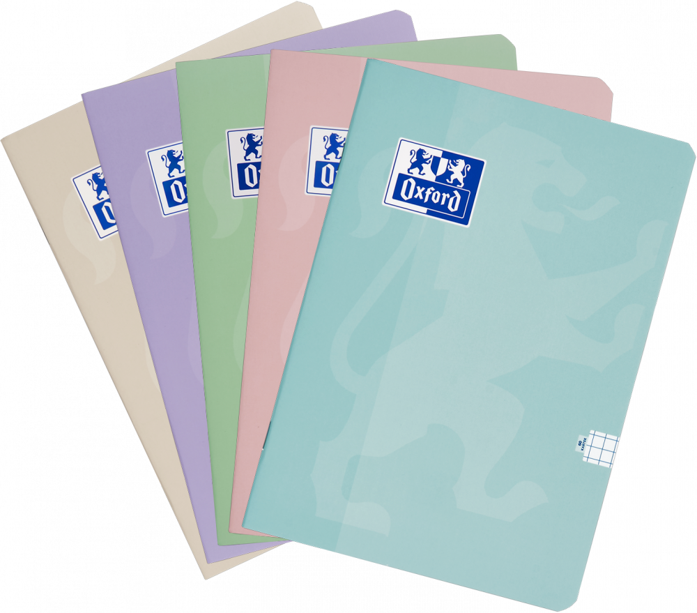 5x Zeszyt w kratkę Oxford Touch Pastel, A5, miękka oprawa, 60 kartek, mix kolorów pastelowych