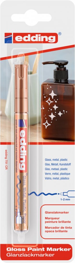 Marker olejowy połyskujący edding 751, okrągła, 1 sztuka, blister, miedziany