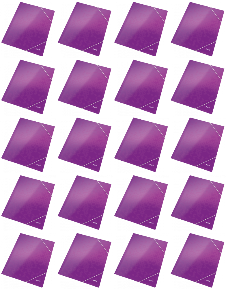 20x Teczka kartonowa z narożną gumką Leitz Wow, A4, 300g/m2, 15mm, fioletowy