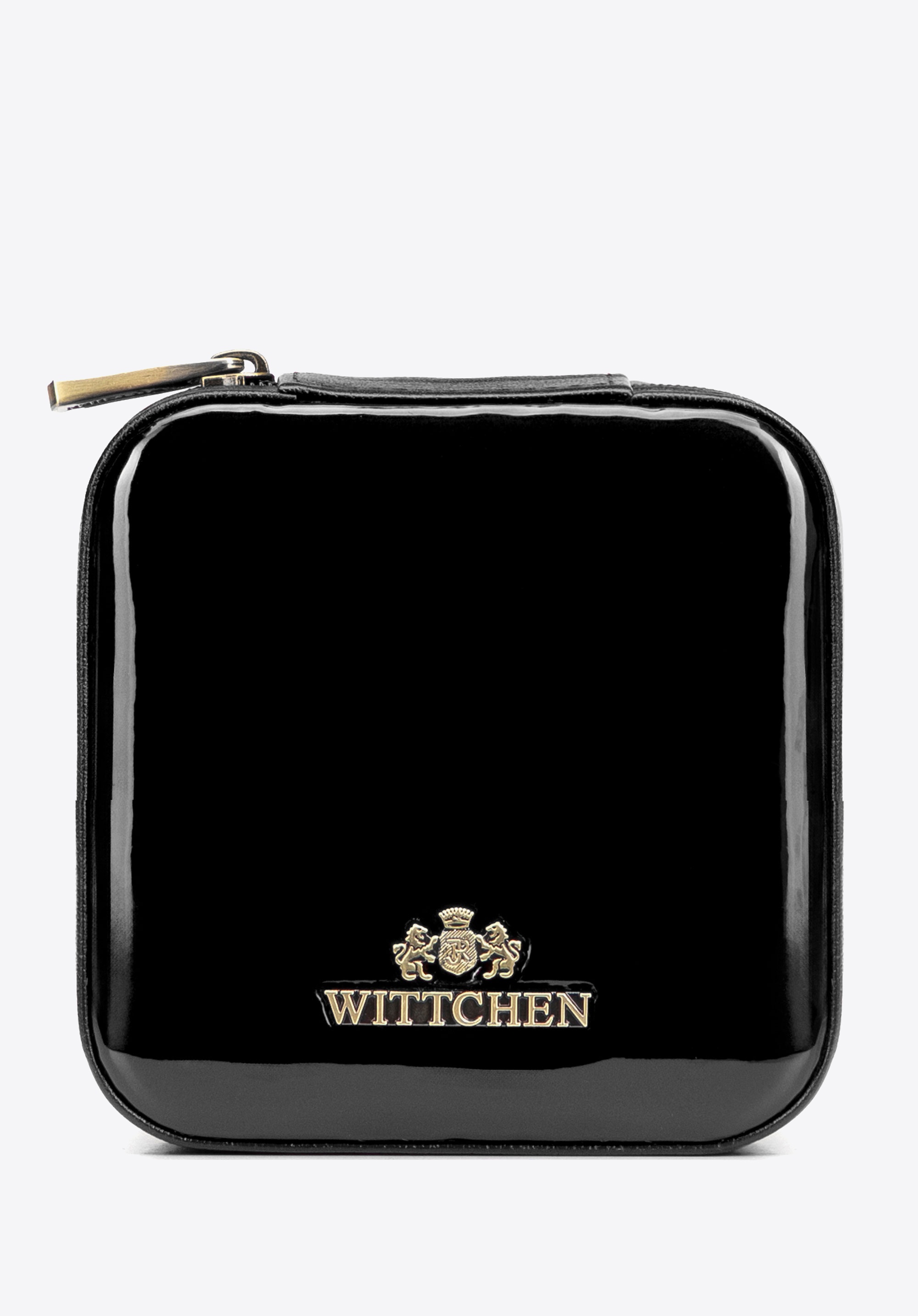 Etui na biżuterię ze skóry lakierowanej czarne