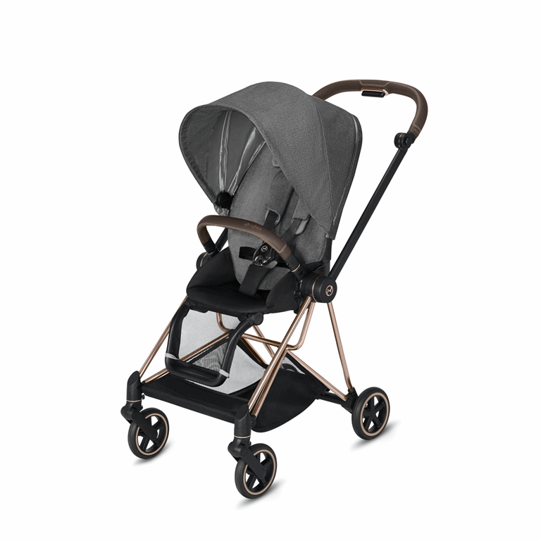 Cybex, Mios 2.0 - wózek spacerowy klasy Premium-Plus Manhattan Grey-Chrome z brązową rączką