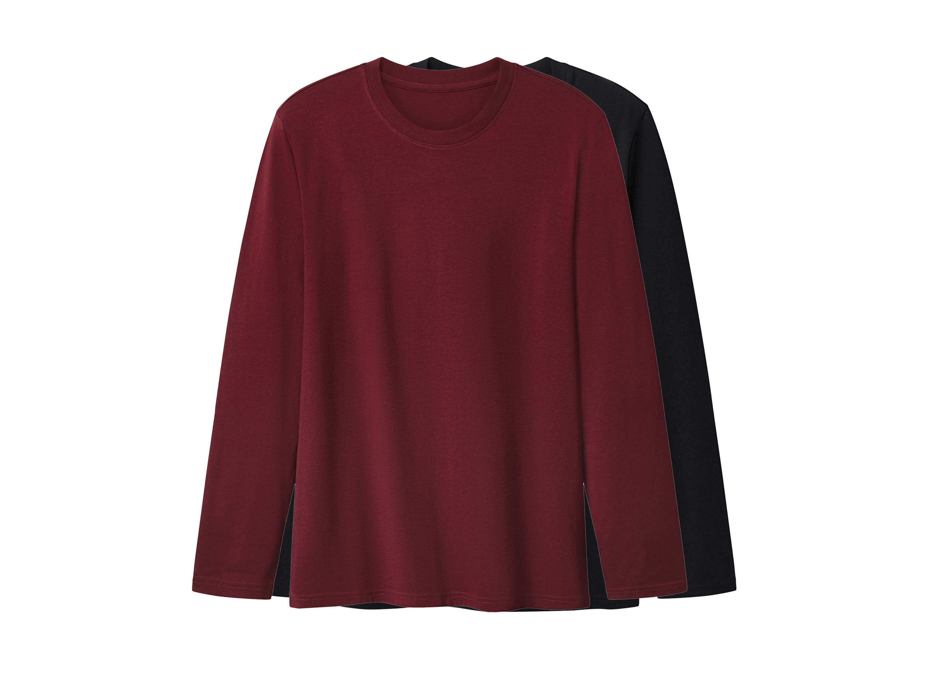 esmara Men Koszulki męskie z długim rękawem, 2 sztuki Czarny/czerwony, XL 56/58