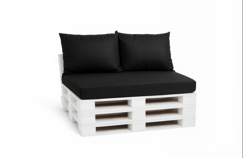 Zestaw 3 poduszek na paletę, Setgarden, 120x80x10 cm, 2x60x50cm oparcie,, Czarna dwustronne poduszki na meble ogrodwe, 1szt