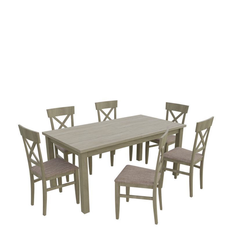 Zestaw RO21 MIRJAN 24 Stół rozkładany S18-L 80x160/200 + 6 krzeseł K64 dąb sonoma + jasny brąz 1 kpl.