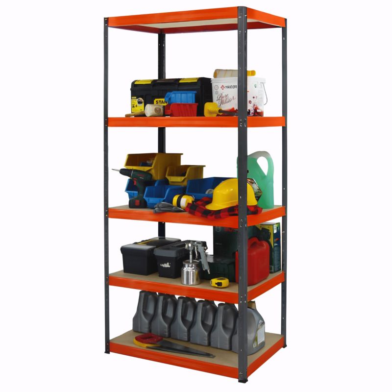 Regał metalowy MODO24 magazynowy stojak grafitowo-pomarańczowy helios 196x110x45cm 5 półek po 275 kg 1 szt.