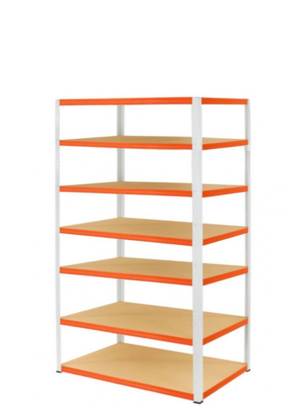 Regał metalowy MODO24 magazynowy biało-pomarańczowy helios 270x180x30cm 7 półek po 175 kg 1 szt.