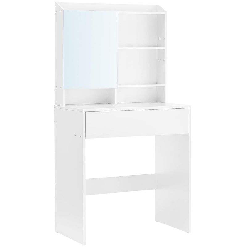 Toaletka kosmetyczna Songmics 70cm elegancka z lustrem i półkami biała do makijażu 1 szt.