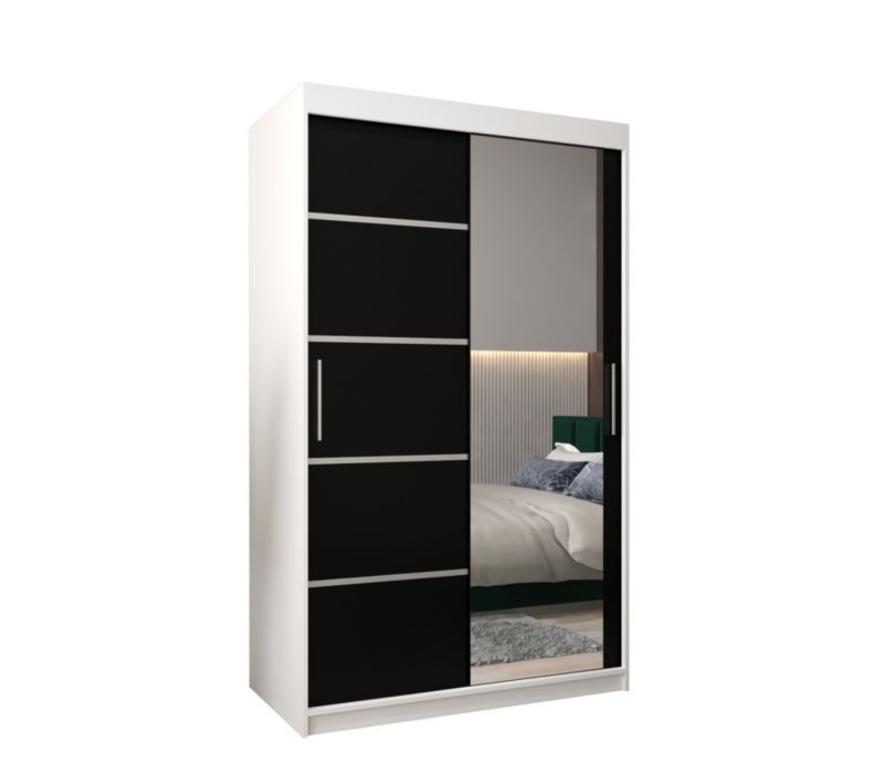 Szafa przesuwna Garderoba Abiks Verona 2 120 biały + czarny 1 szt.