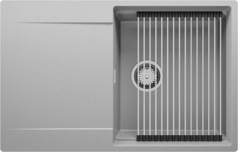 Zlewozmywak San Francisco PRIMAGRAN Nablatowy 78x50cm do szafki od 50cm, Szary + Syfon + Zwijany ociekacz, S039, 1 szt.