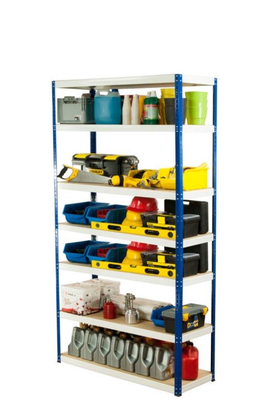 Regał metalowy MODO24 magazynowy niebiesko-biały helios 270x150x45cm 7 półek po 175 kg 1 szt.