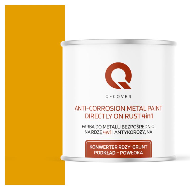 Farba do Metalu Prosto na Rdzę 4w1 Q-Cover Żółty złoty RAL1004 Satyna 2.5L
