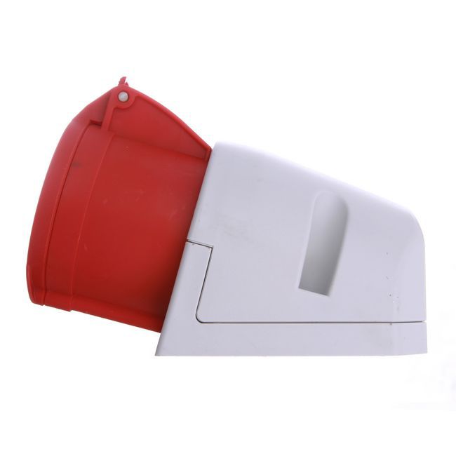 Gniazdo siłowe PCE 3P+Z+N zasilające stałe bez uziemienia czerwono-białe