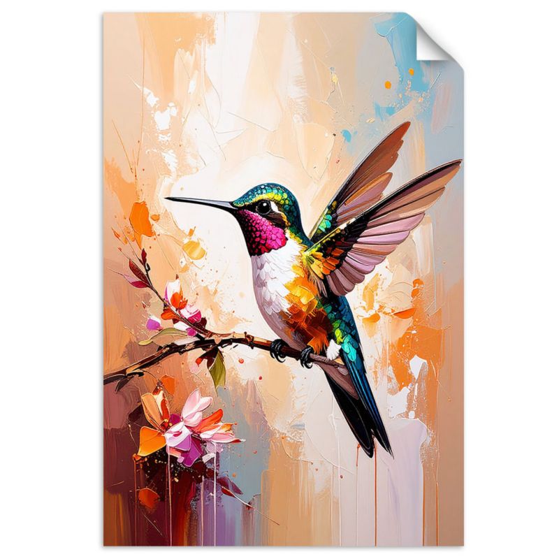 Naklejka samoprzylepna Feeby Kolorowy Ptak Koliber na gałązce 70x100cm 1szt