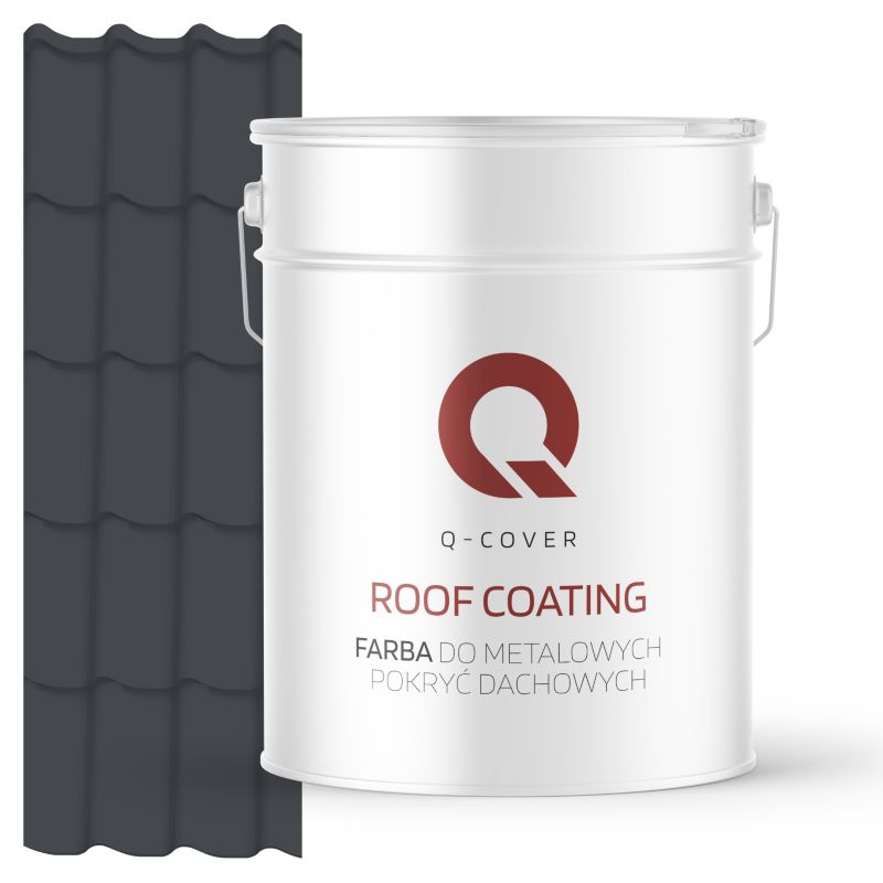 Farba do Metalowych Pokryć Dachowych Q-Cover Grafitowy RAL7024 Wysoki Połysk 10L