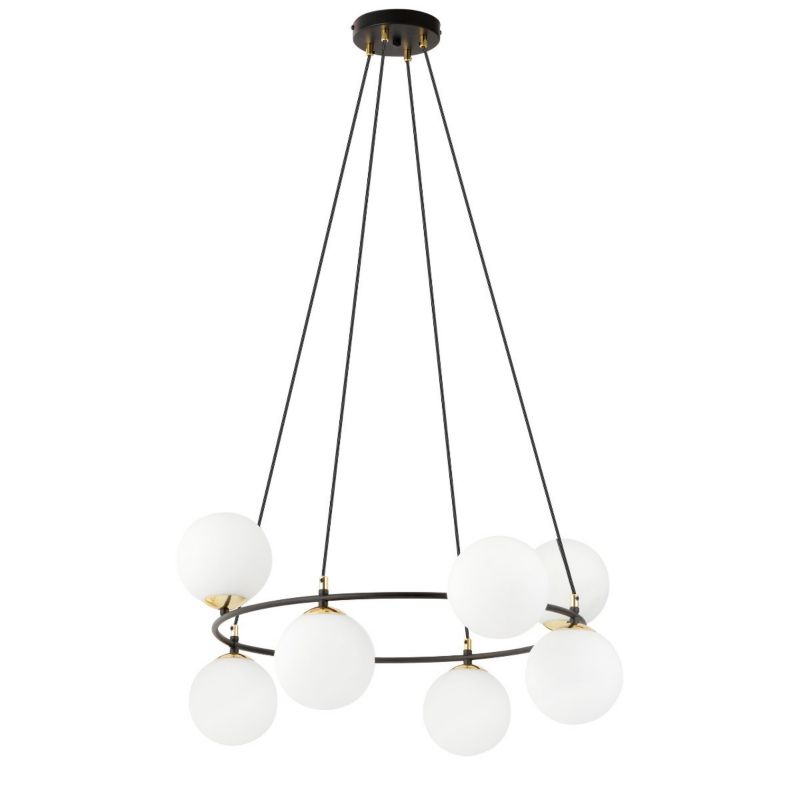 Żyrandol Emibig Azura czarno-biało-złoty nowoczesny kule 8xE14 x 10W 1 szt.