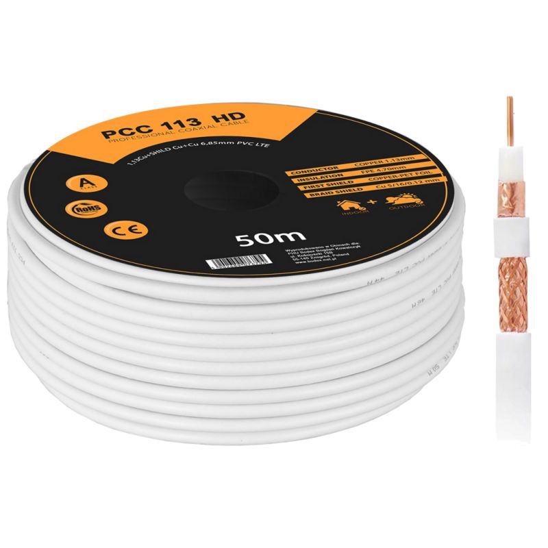 Kabel koncentryczny Libox PCC113-50 antenowy miedziany 50m 1 szt.